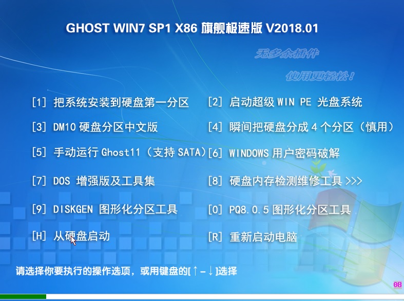 GHOST WIN7 SP1 32位 旗舰极速版 V2018.01（纯净版）